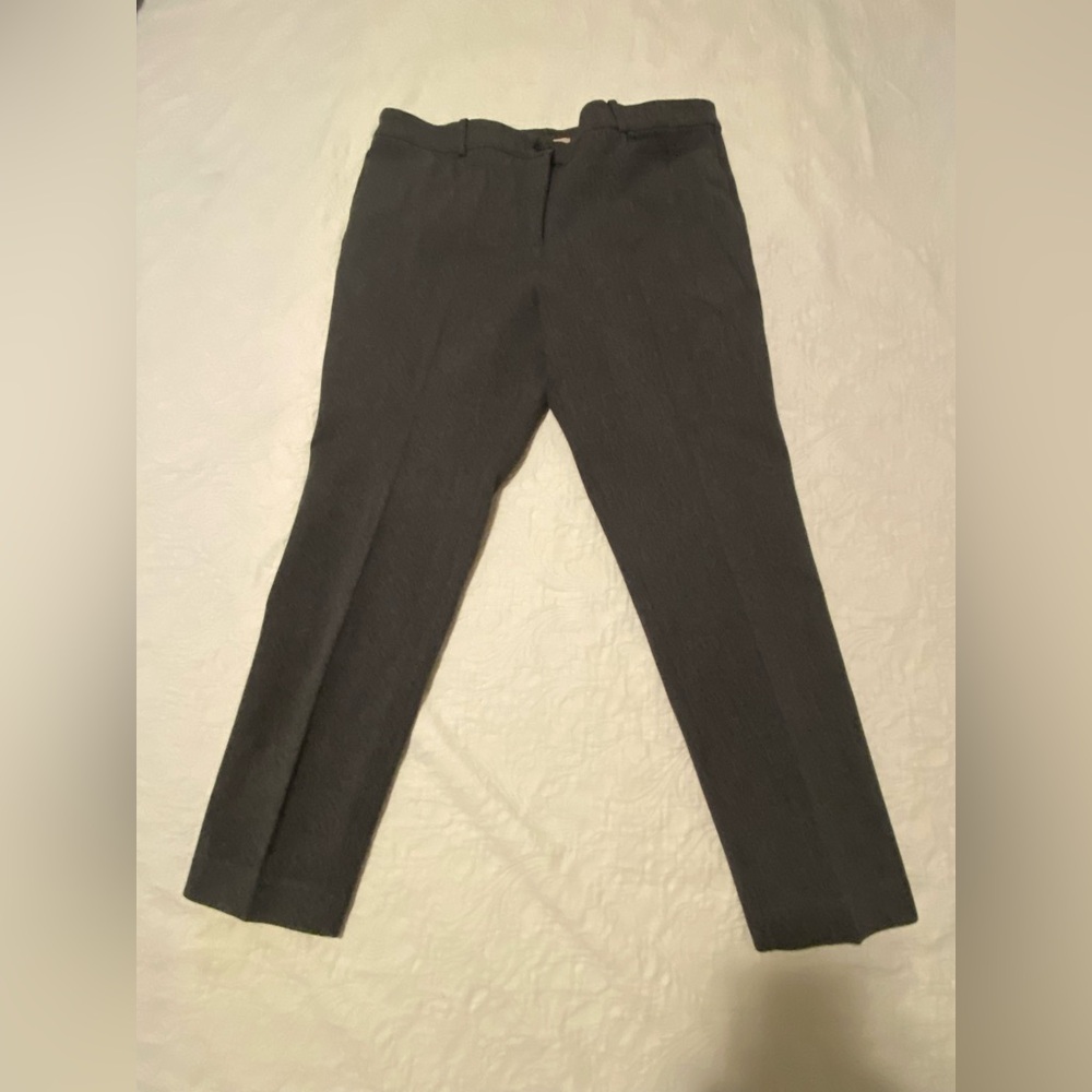 LOFT Dark Chambray Skinny Pants – Textured Slim Trousers Size 14